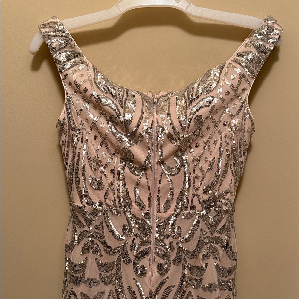Windsor Silver Sequin Nude Prom Gown - Picture 4 of 5